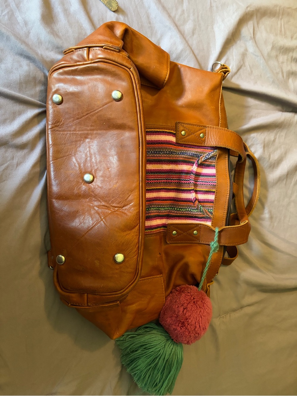 Nena & Co. Convertible Day Bag with Multicolor Stripe Panel